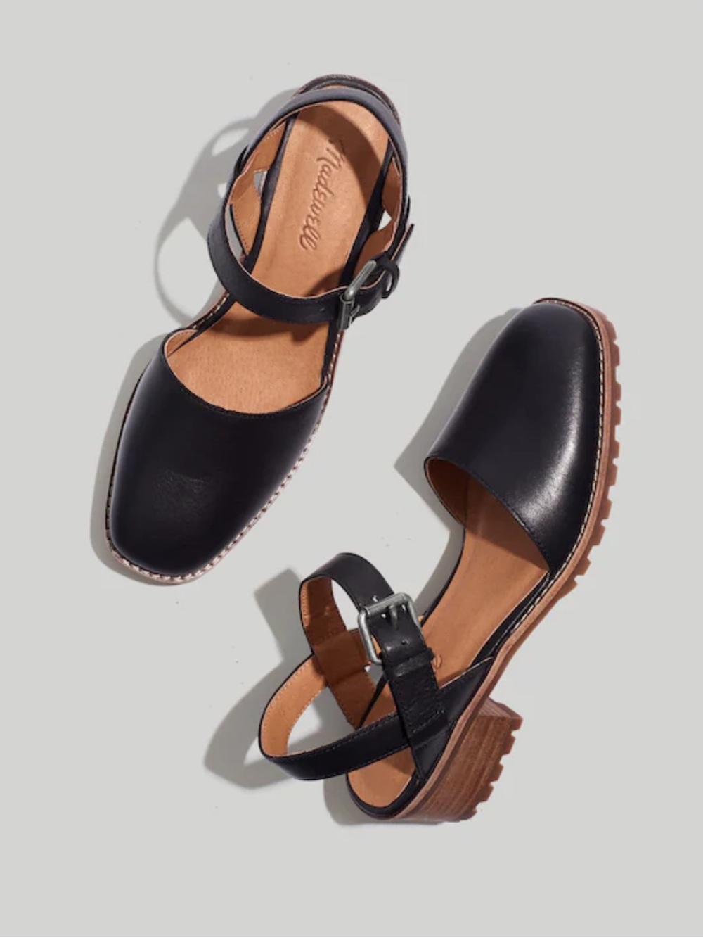 Madewell The Claudie Lugsole Mary Jane Leather Black 9 Comfort Travel Square Toe